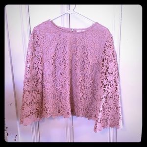 Pink Lace Long Sleeve Top
